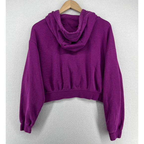 NIKE Hoodie Womens M Sportswear Club Fleece Pullover Cropped Sweatshirt Purple - Picture 3 of 16